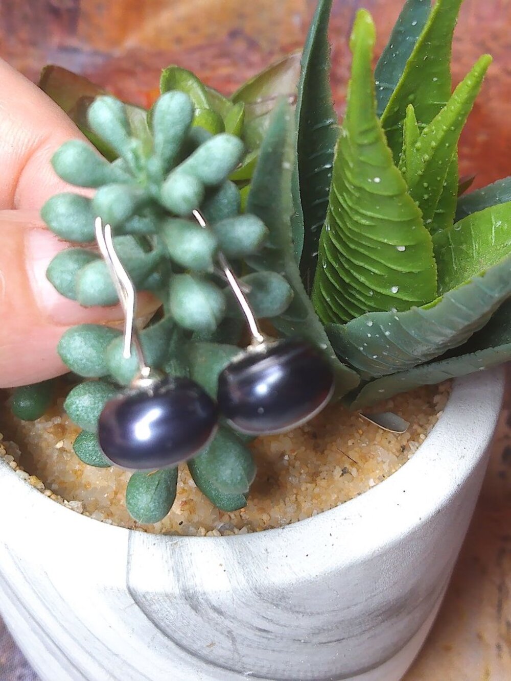 925 sterling silver drop extra large 10-11 mm black pearl dangle drop earrings